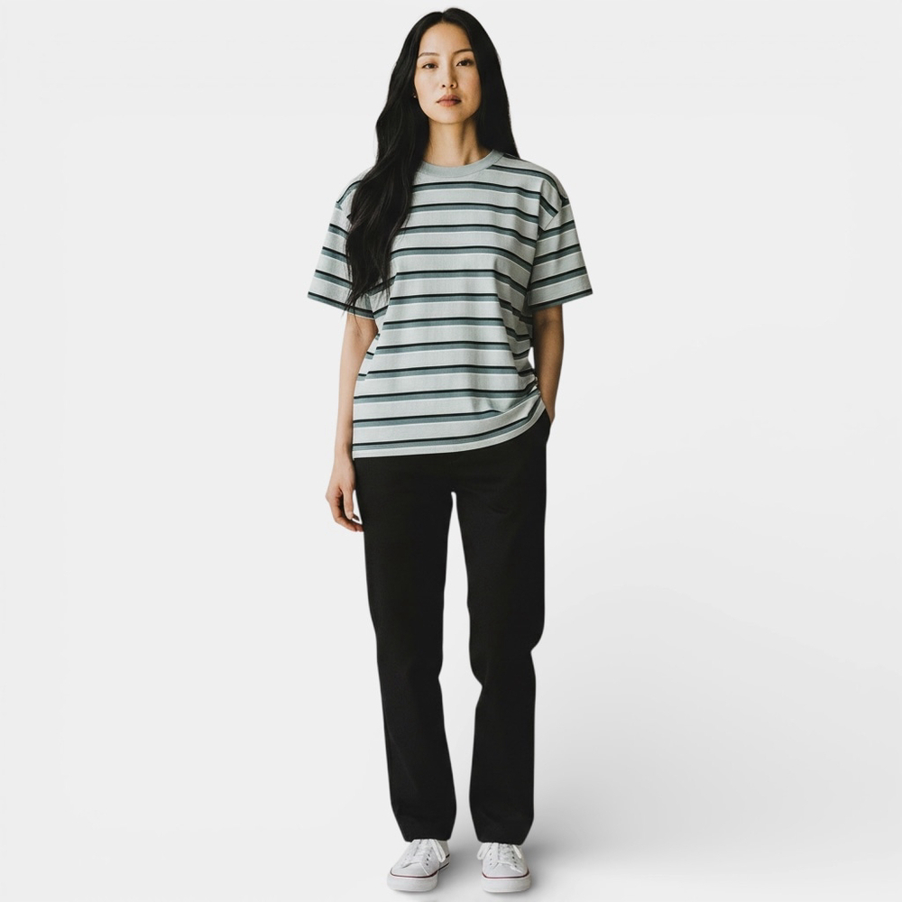 ARITZIA TNA Top Women Size 2XS Stripe Green Blue T-shirt Shortsleeves Crewneck - Picture 1 of 15